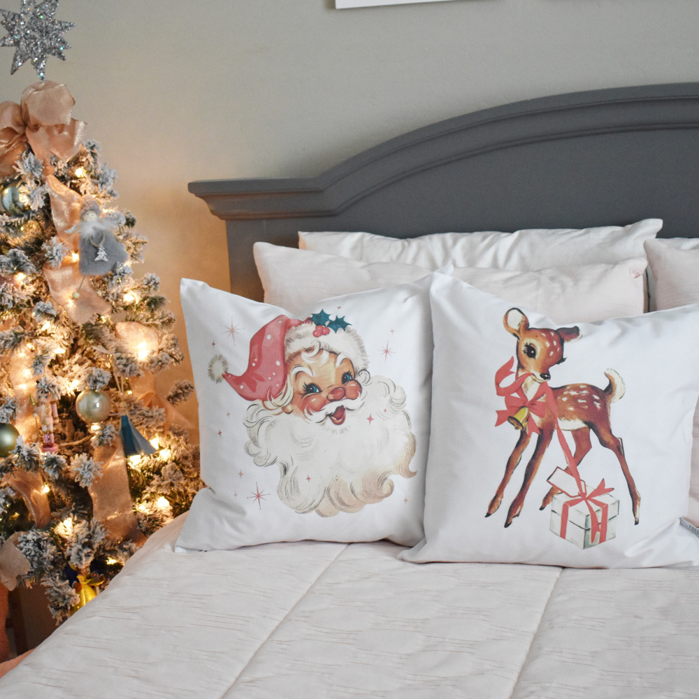 Pink Christmas Pillow Covers, Whimsical Pillow Covers, Christmas Decorations