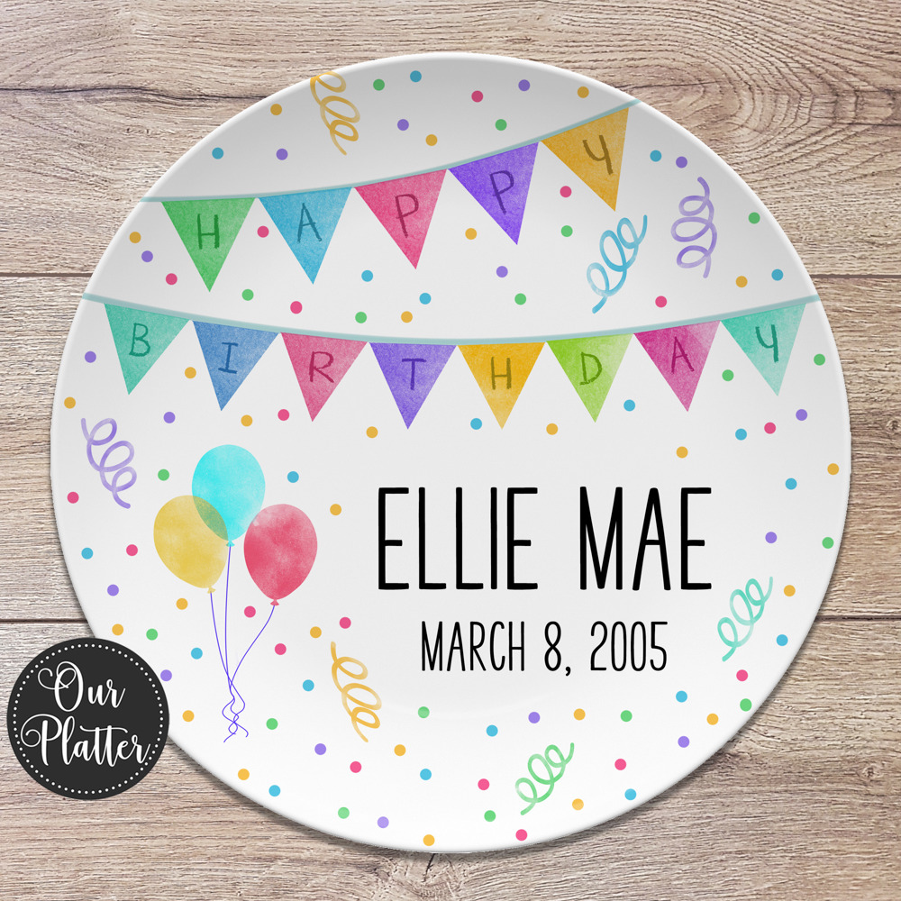 Happy Birthday Banner Personalized Plate