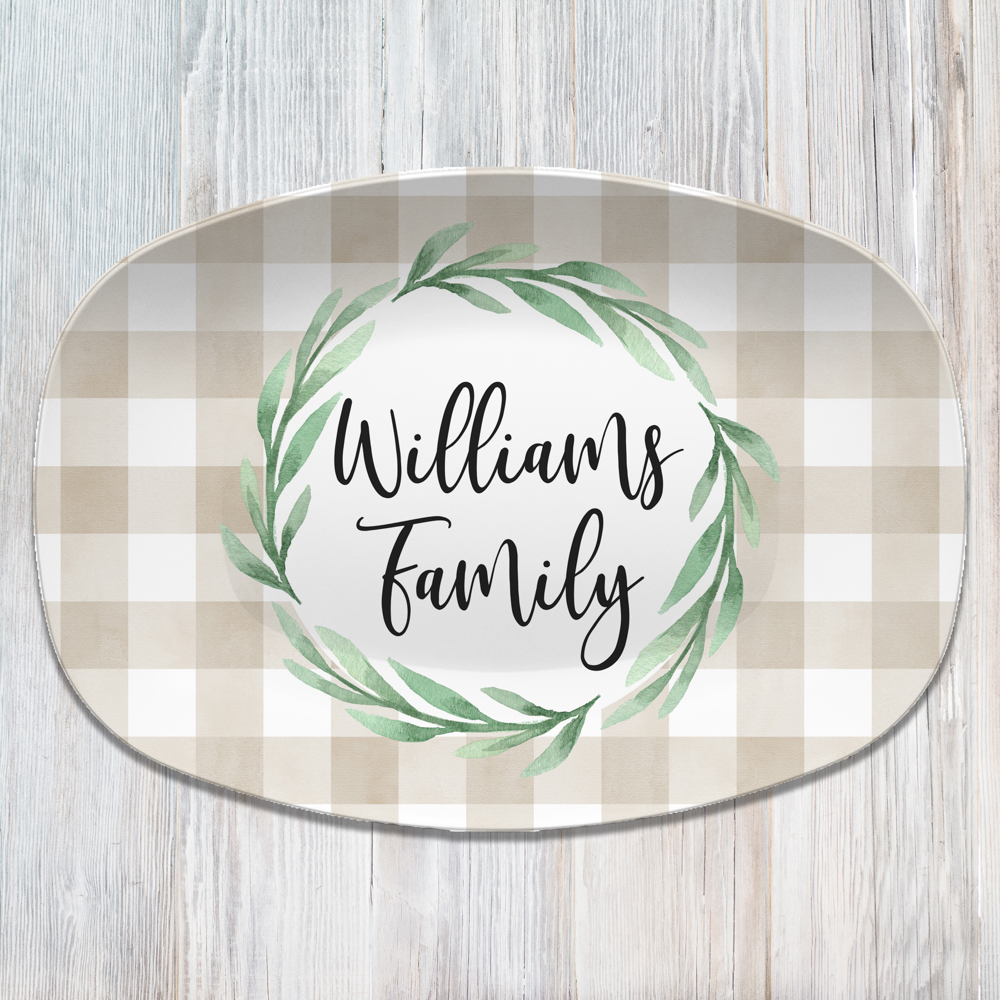 Fall Buffalo Plaid Thanksgiving Personalized Platters