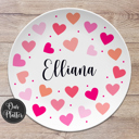  Personalized Valentine Hearts Custom Plate | Valentine Family Gift for Kids