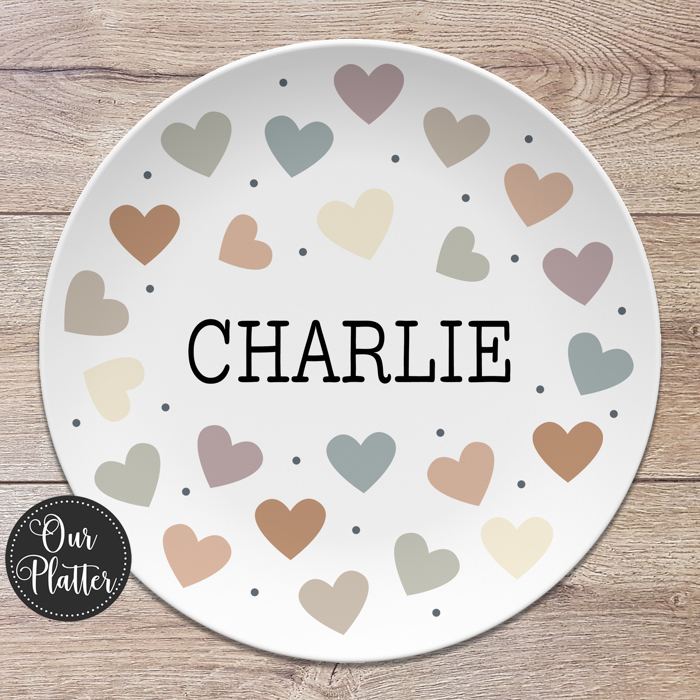 Personalized Valentine Hearts Custom Plate | Valentine Family Gift for Kids