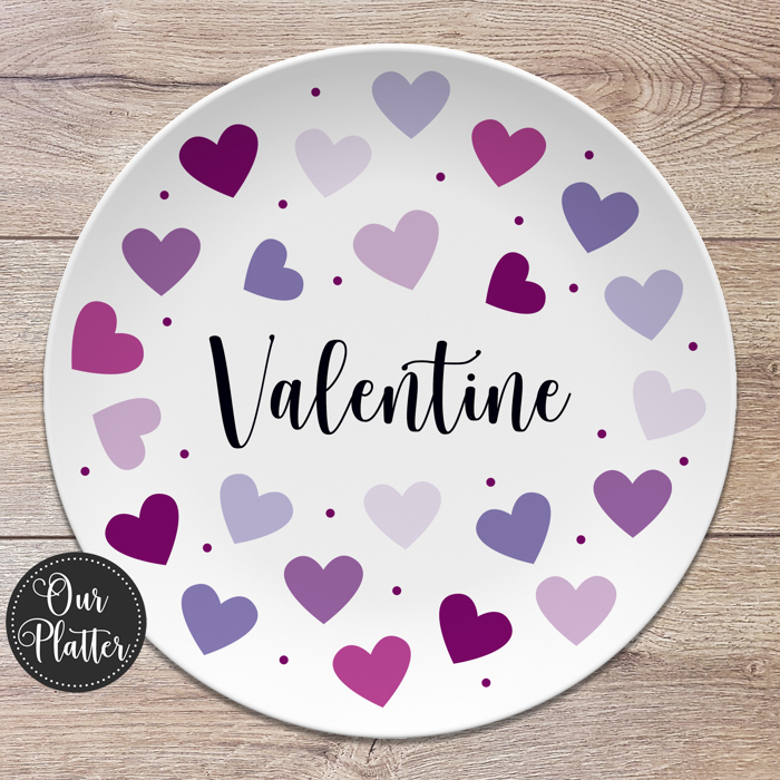 Personalized Valentine Hearts Custom Plate | Valentine Family Gift for Kids