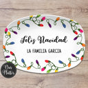  Christmas Lights Holiday Custom Personalized Platter | Christmas Cookies • Feliz Navidad