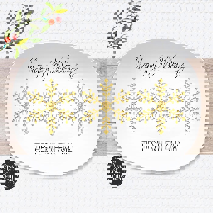 Personalized Holiday Platters | Christmas | Hanukkah | Winter Festive | Snowflake Platter