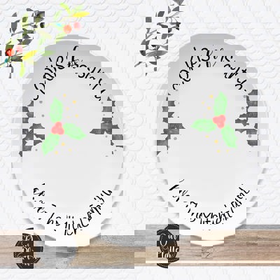 Personalized Cookies for Santa Plate | Holly Berry Design | Keepsake Christmas Eve Tradition