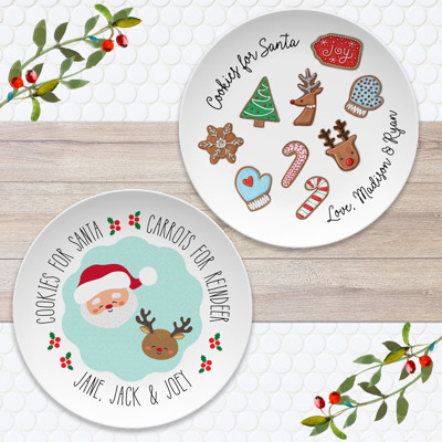 Cookies for Santa Personalized Plates | Keepsake Family Tradition | Cookies and Milk for Santa