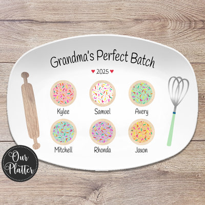 Personalized Cookie Plate with Kids’ Names – Perfect Batch – Cookie Crew – Mother’s Day Platter – Gift for Nana, Mom, or Grandma