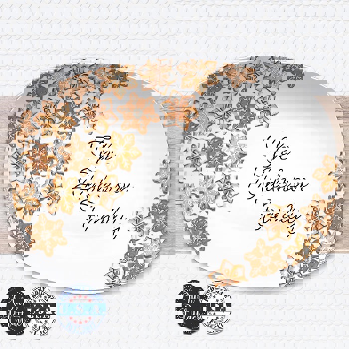 Personalized Cookie Platter | Custom  Family Christmas Plate | Holiday Baking Gift | Snowflake Sugar Cookie Design