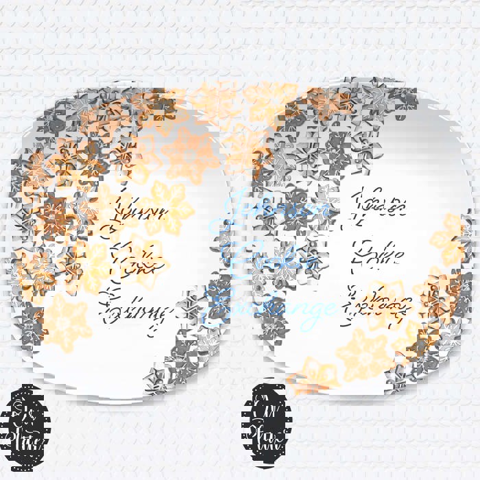 Personalized Cookie Platter | Custom  Family Christmas Plate | Holiday Baking Gift | Snowflake Sugar Cookie Design