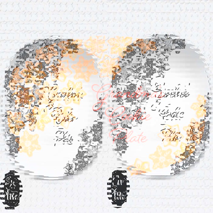 Personalized Cookie Platter | Custom  Family Christmas Plate | Holiday Baking Gift | Snowflake Sugar Cookie Design