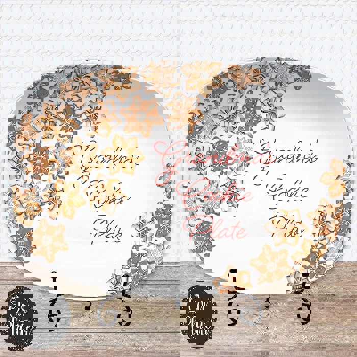 Personalized Cookie Platter | Custom  Family Christmas Plate | Holiday Baking Gift | Snowflake Sugar Cookie Design