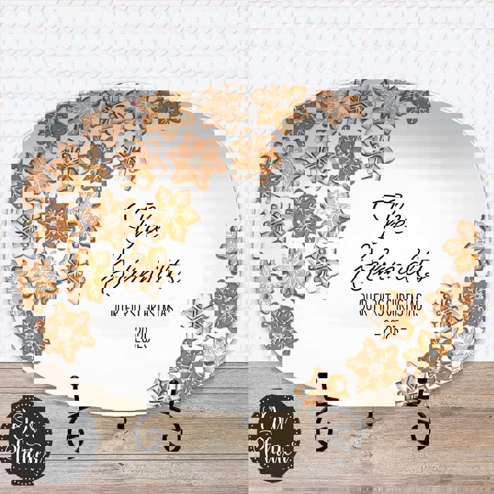 Personalized Cookie Platter | Custom  Family Christmas Plate | Holiday Baking Gift | Snowflake Sugar Cookie Design