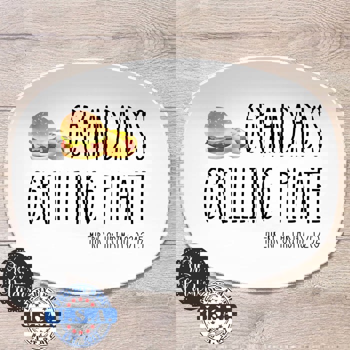 Personalized Grilling BBQ Platter | Large Text Design | Father's Day | Made in the USA