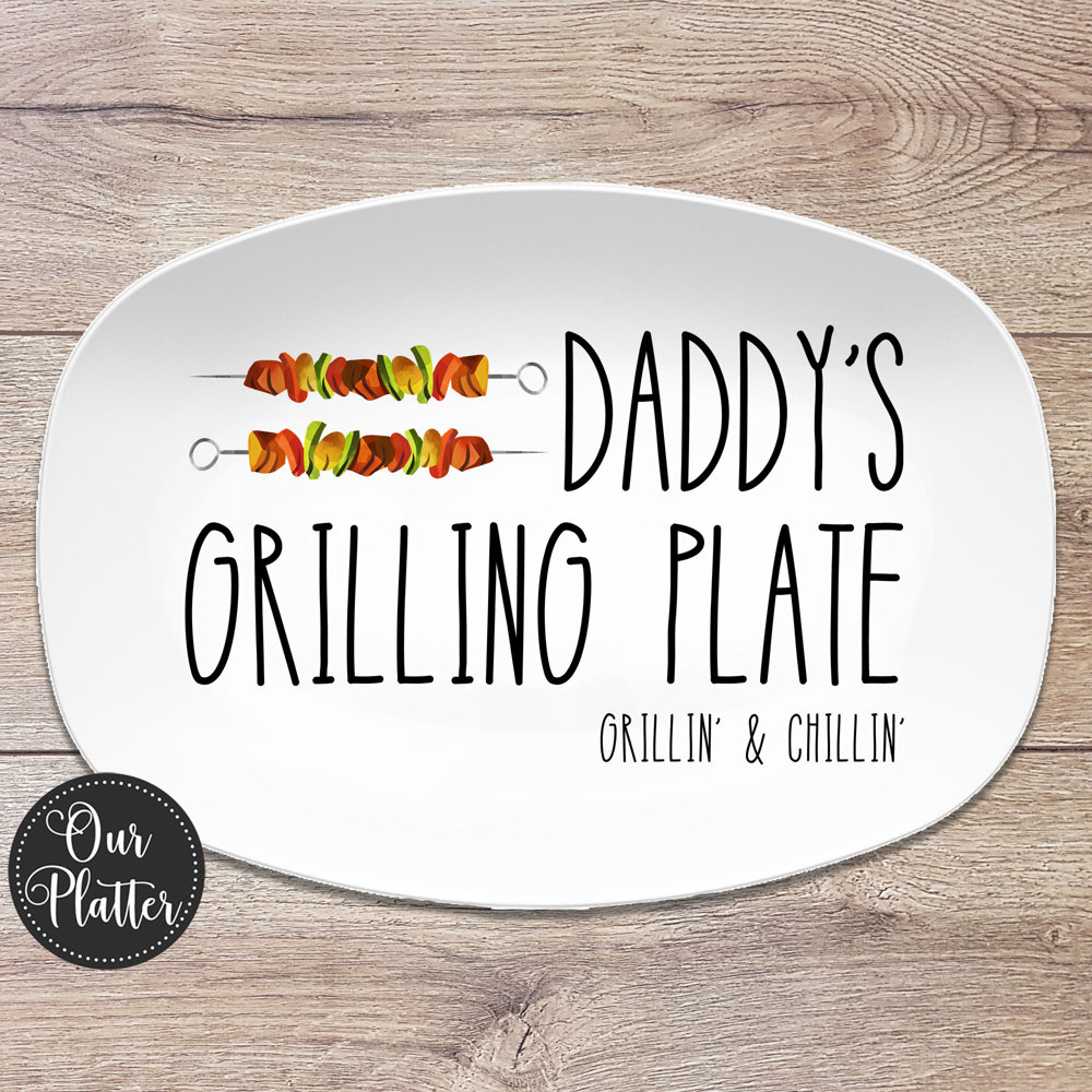 Grilling BBQ Plate Large Text Personalized Platter