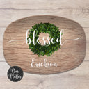 Platter Only Personalized Family Platter – Custom Holiday Serving Tray, Boxwood Berry Design, Dishwasher Safe Kitchen Gift