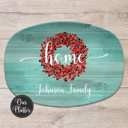  Personalized Family Platter – Custom Holiday Serving Tray, Boxwood Berry Design, Dishwasher Safe Kitchen Gift