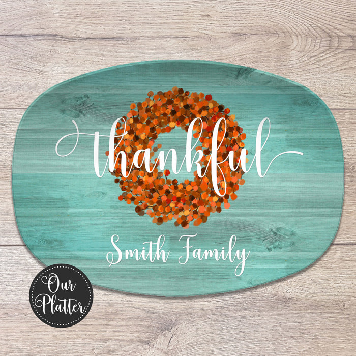 Personalized Family Platter – Custom Holiday Serving Tray, Boxwood Berry Design, Dishwasher Safe Kitchen Gift
