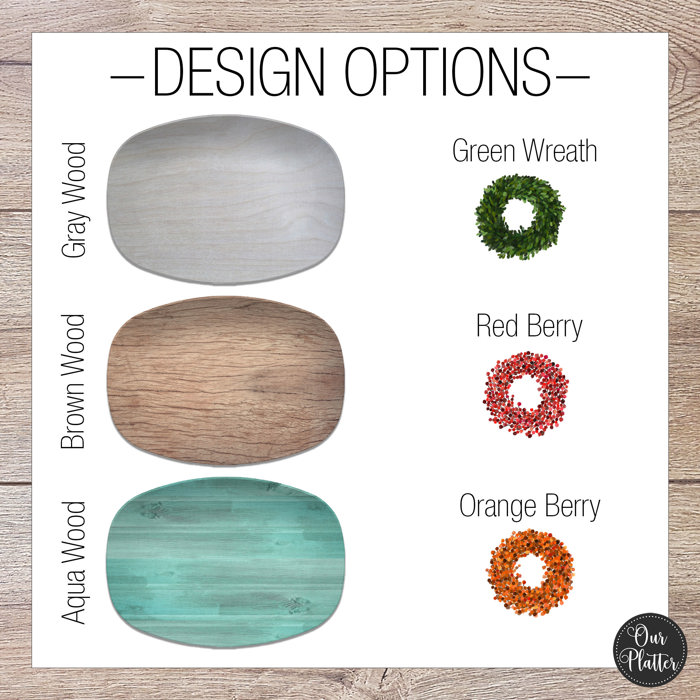 Personalized Family Platter – Custom Holiday Serving Tray, Boxwood Berry Design, Dishwasher Safe Kitchen Gift