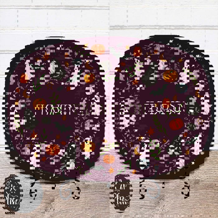 Personalized Halloween Platter | Moody Cottagecore Ghost & Pumpkin Design | Fall Serving Tray | Custom Autumn Hostess Gift