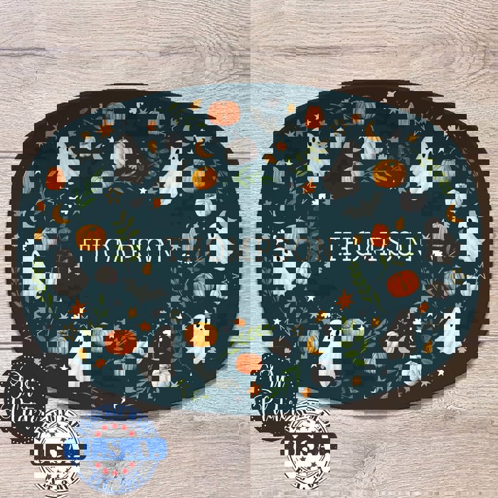 Personalized Halloween Platter | Moody Cottagecore Ghost & Pumpkin Design | Fall Serving Tray | Custom Autumn Hostess Gift