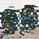 Platter + Plate Stand Moody Ghost - Midnight Teal Fall Halloween Personalized Platters | Custom Fall Hosting Decor Serving Tray