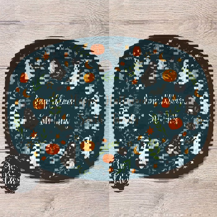 Personalized Halloween Platter | Moody Cottagecore Ghost & Pumpkin Design | Fall Serving Tray | Custom Autumn Hostess Gift