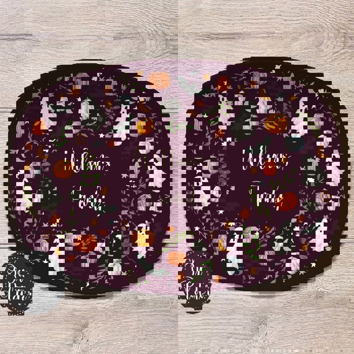 Personalized Halloween Platter | Moody Cottagecore Ghost & Pumpkin Design | Fall Serving Tray | Custom Autumn Hostess Gift