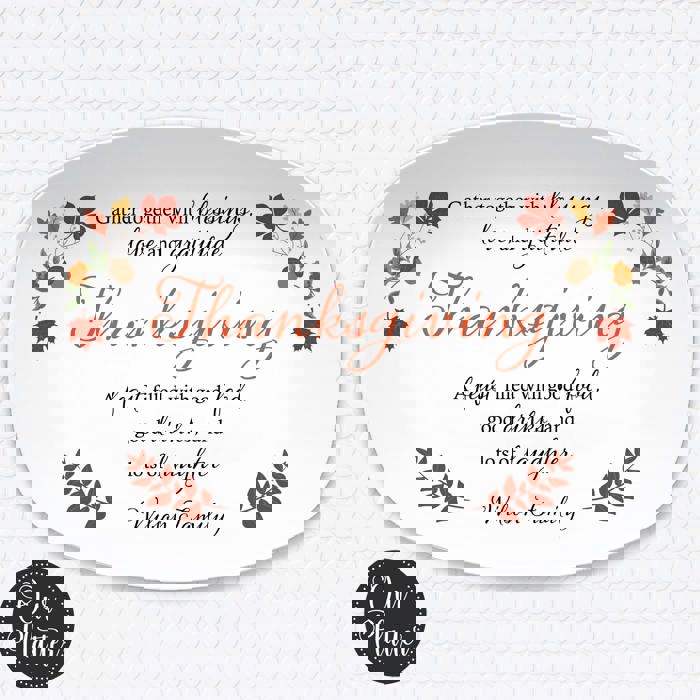 Personalized Thanksgiving Platter | Custom Fall Serving Tray | Family Gathering Dish | Autumn Table Decor | Gratitude & Blessings Gift