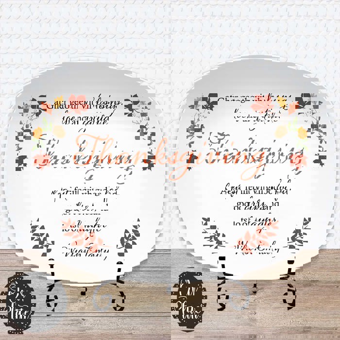 Personalized Thanksgiving Platter | Custom Fall Serving Tray | Family Gathering Dish | Autumn Table Decor | Gratitude & Blessings Gift