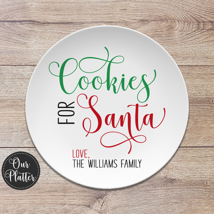 Cookies for Santa Personalized Plates | Keepsake Family Tradition | Cookies and Milk for Santa
