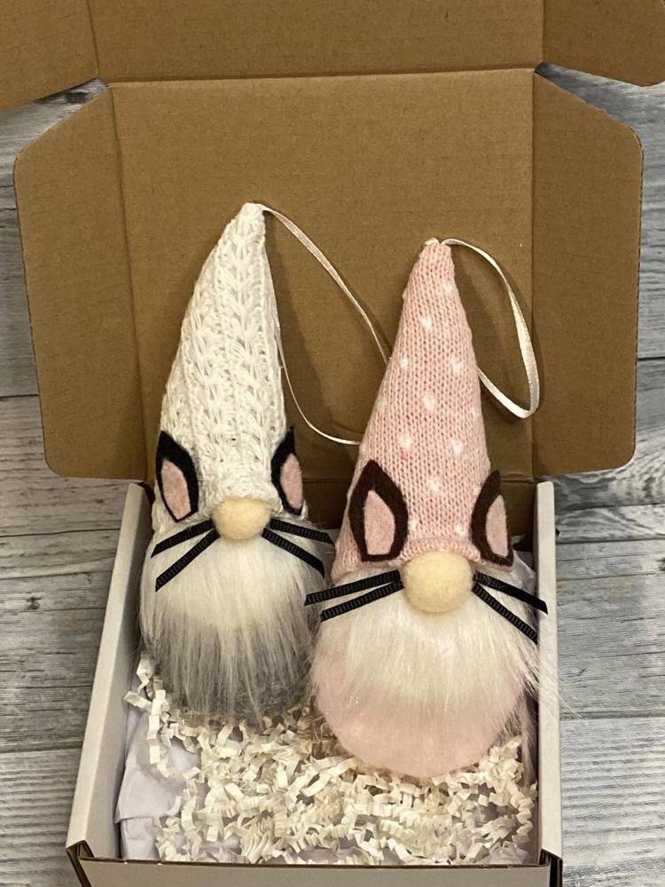 Gnome Cat Plush Ornament set of 2 cat lover gift for gnome lover