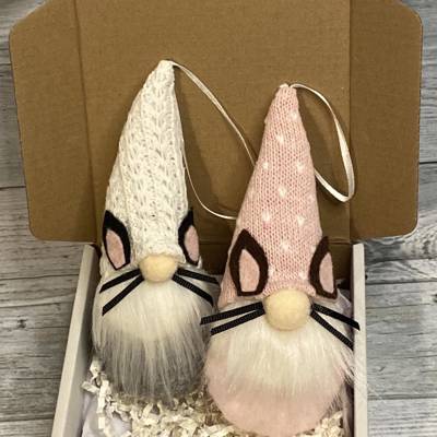 Gnome Cat Plush Ornament set of 2 cat lover gift for gnome lover