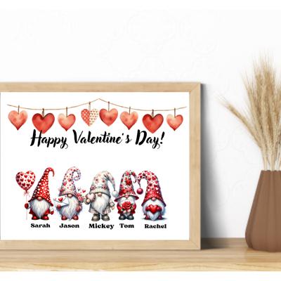 Valentine gnome Family Print 8x10 cardstock family print for entryway decor