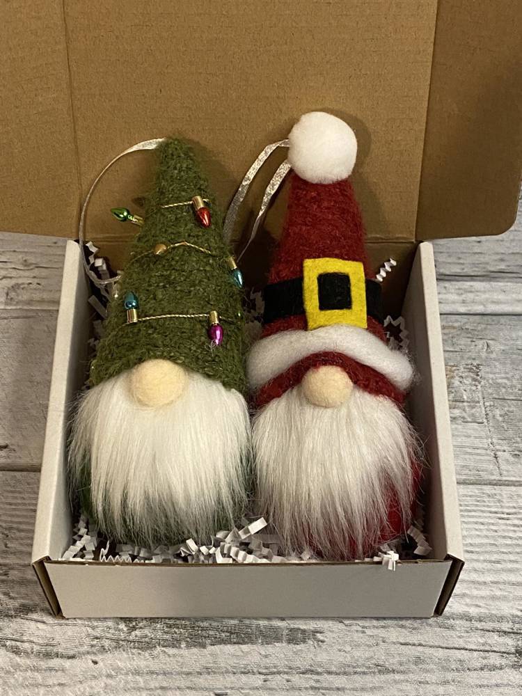 Gnome Santa and tree plush hanging ornament set decor gnome lover gift