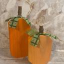  Orange Wood Pumpkin Set for Halloween Table Centerpiece 