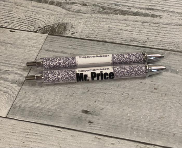 teacher set of 3 pens personalized composition notebook themed black ink pens back to school gift for teacher appreciation