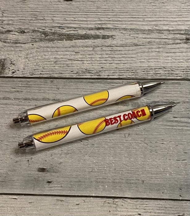 Personalized set of 2 Softball Pens for softball lover, softball coach gift