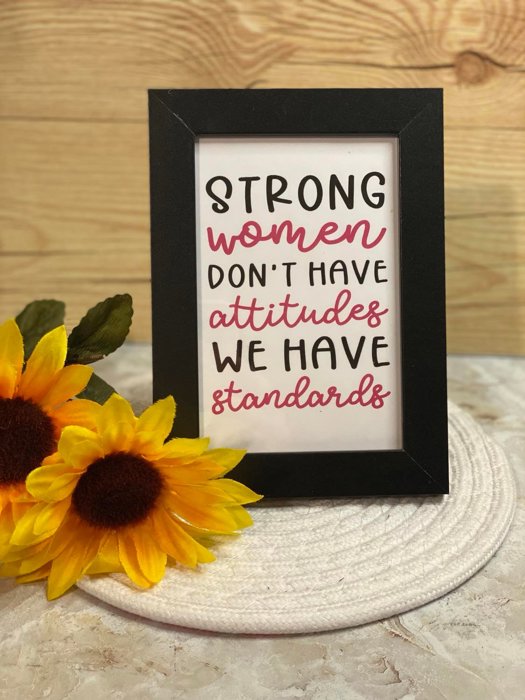 woman's inspirational quote framed