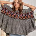  Savanna Jane Aztec Striped Poncho Blouse