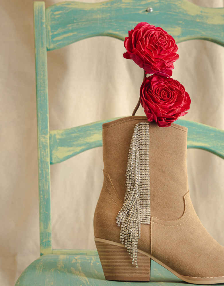 Rowan Suede Rhinestone Cowboy Boots