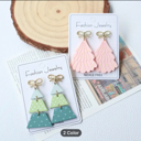 Pink Printed Magical Merry Christmas Earrings