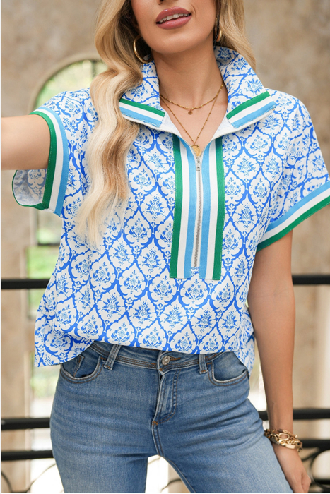 Callie Zippered Collar Blouse