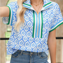 Small Callie Zippered Collar Blouse
