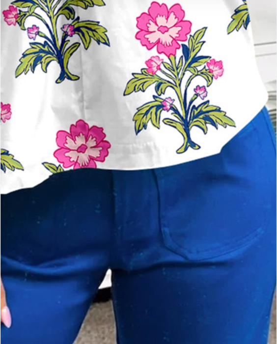 Adeline Floral Tie Sleeve Blouse