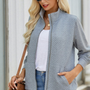 Large Gray Gray Quilted Zip Up Jacket