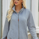 XL Gray Gray Quilted Zip Up Jacket