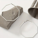 Silver Plated Hexagon Alloy Hoops