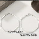 Silver Plated Hexagon Alloy Hoops