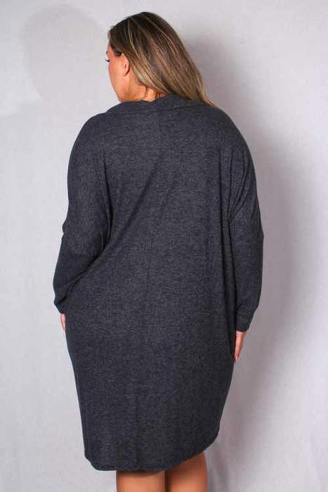 PLUS SIZE Long Sleeve Cowl Neck Mini Dress