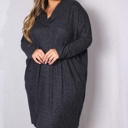  PLUS SIZE Long Sleeve Cowl Neck Mini Dress